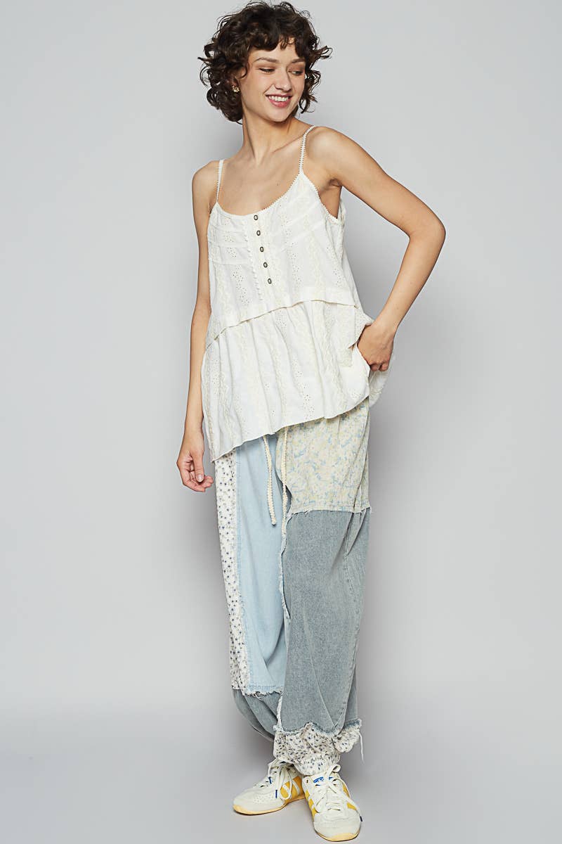 Embroidered Linen Tank Top