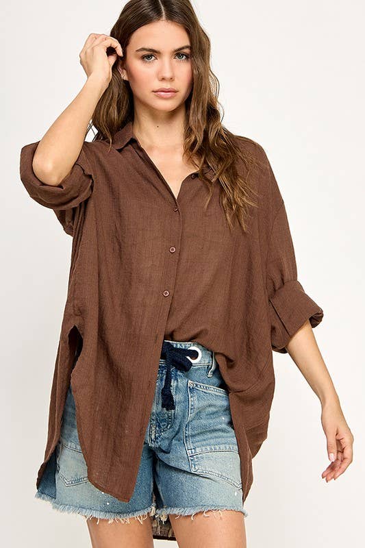 WASHED SUPER SOFT SEE THROUGH BUTTON DOWN SHIRTS