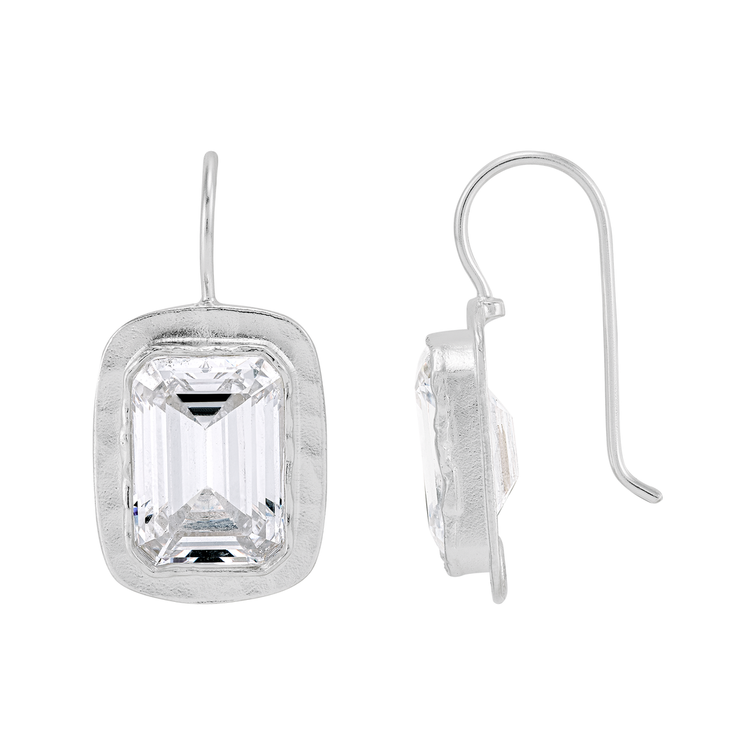 'Moments to Shine' Silver White CZ Drop Earrings