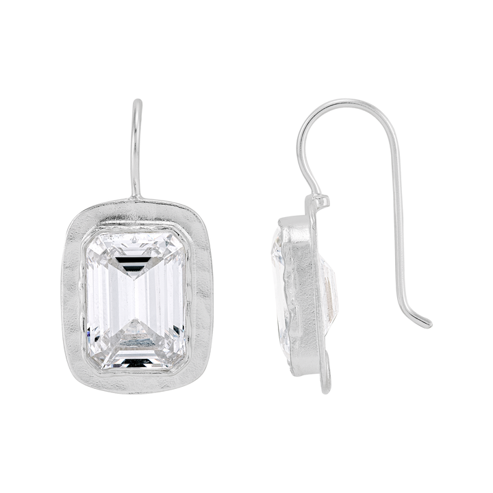 'Moments to Shine' Silver White CZ Drop Earrings