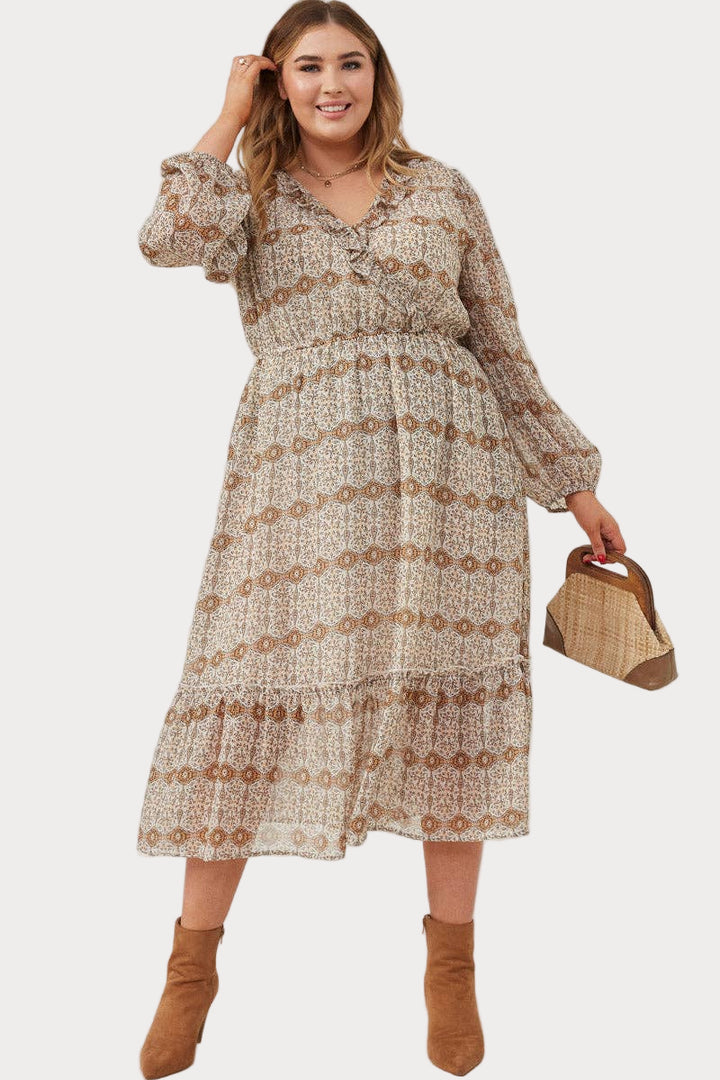 Golden Meadow Midi Dress – Timeless Boho Style