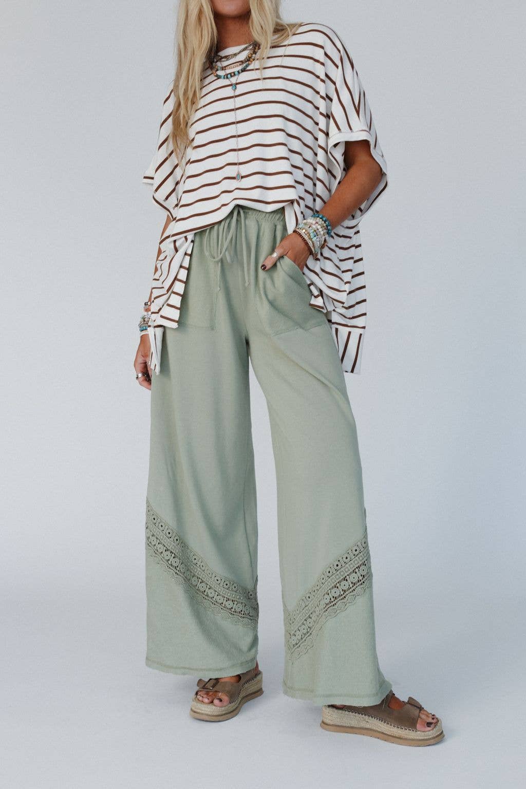 Lyrical Wide Leg Pants - Green