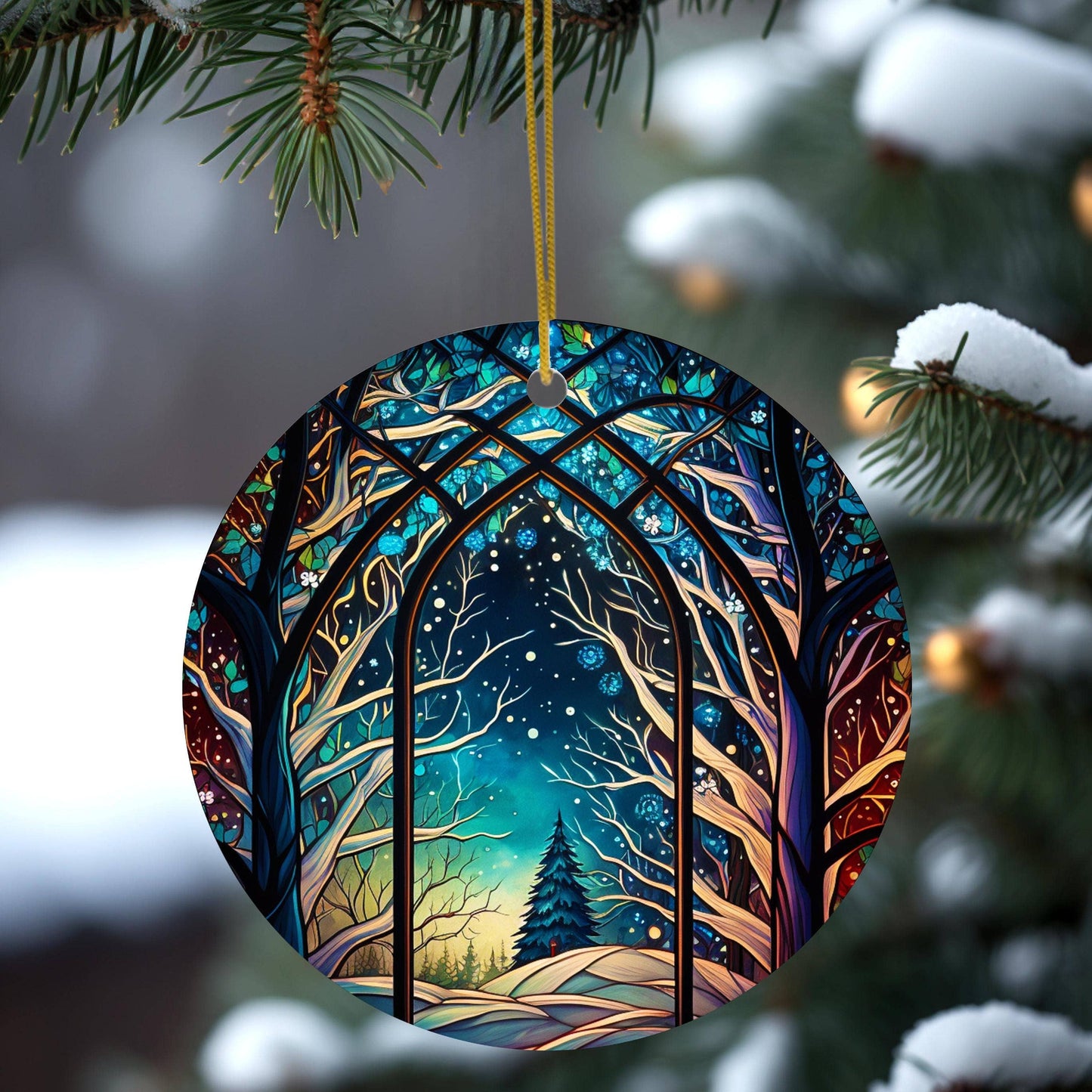 Ceramic Stained Glass Christmas Tree Ornament