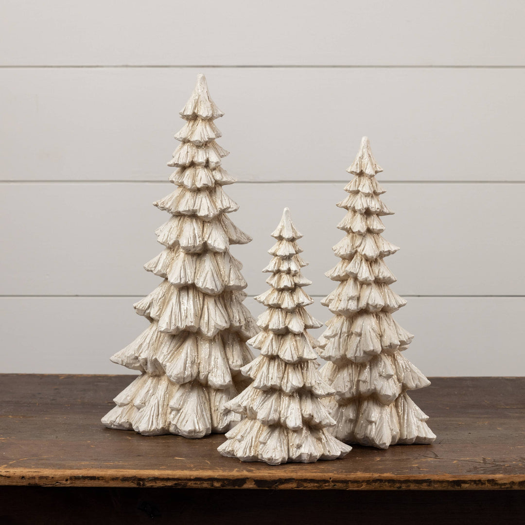 12" Glittered Cream Tree – Holiday Tabletop Décor