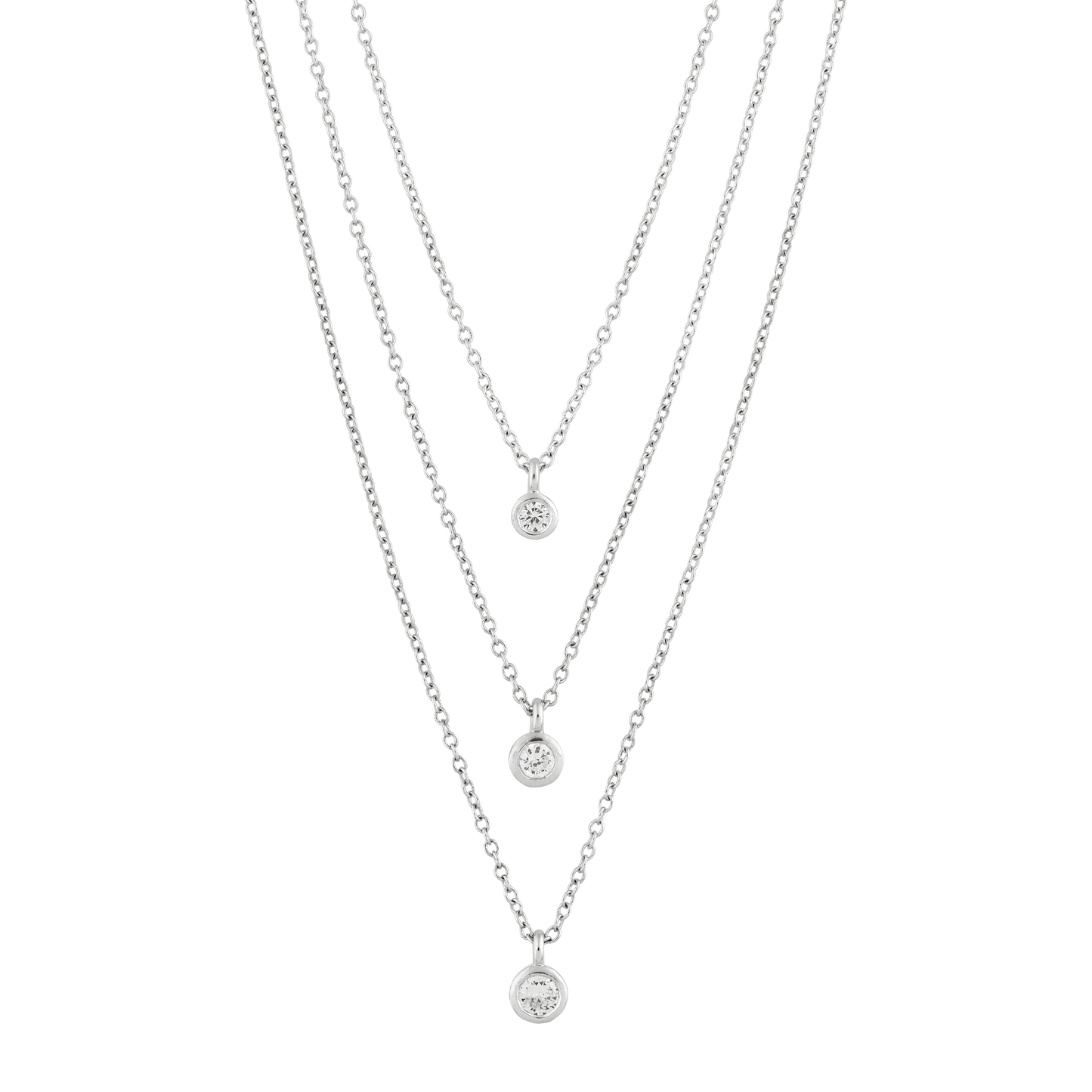 Silpada 'Triple Love' Sterling Silver Cubic Zirconia Necklace, 22"