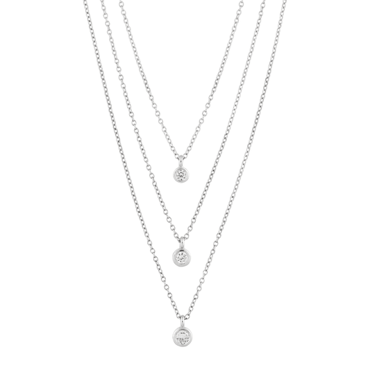 Silpada 'Triple Love' Sterling Silver Cubic Zirconia Necklace, 22"