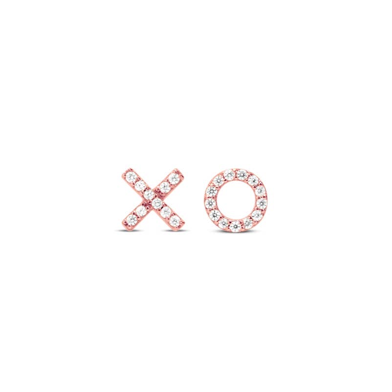 Mismatched XO Studs in Sterling Silver and Rose Gold