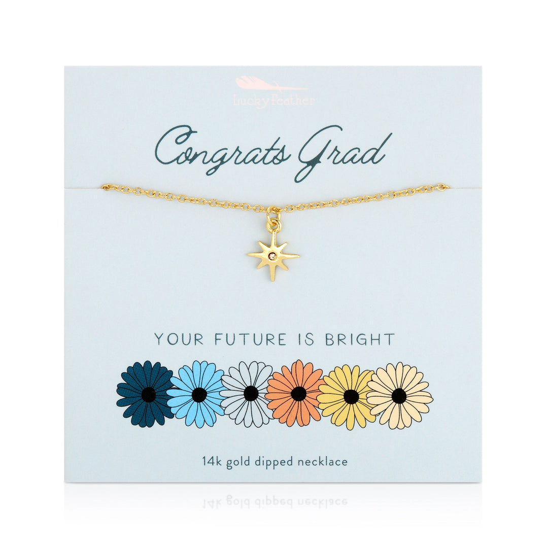 Graduation star necklace with “Your future is bright” message card