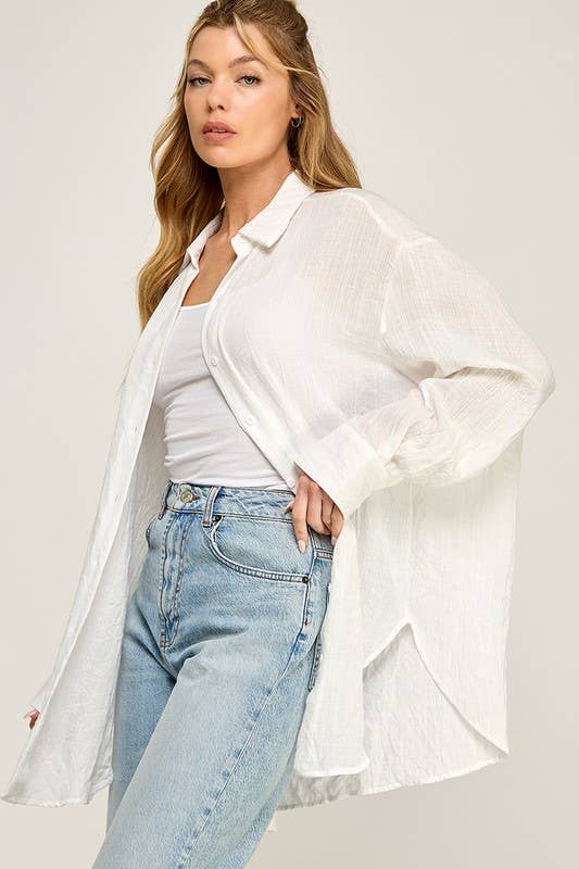 WASHED SUPER SOFT SEE THROUGH BUTTON DOWN SHIRTS