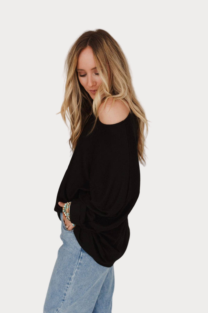 Fly With Me Batwing Sleeve Knit Sweater | Black