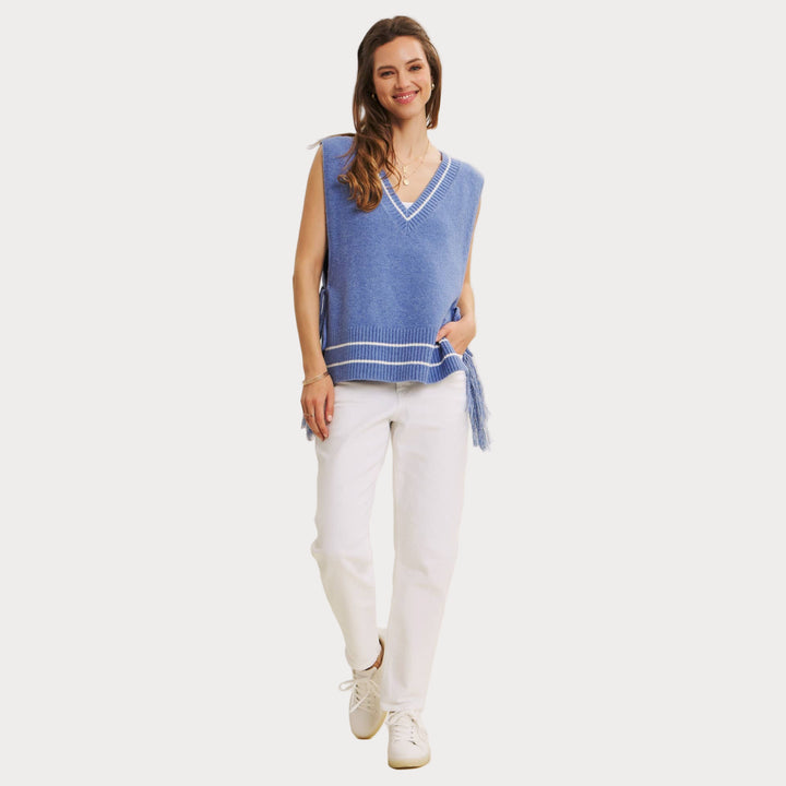 Side-Tie Sweater Vest – Modern Boho Layering Piece