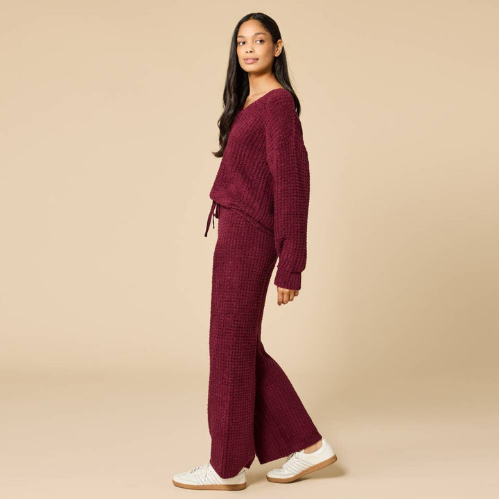 Marshmallow Waffle V-Neck Lounge Set for Women