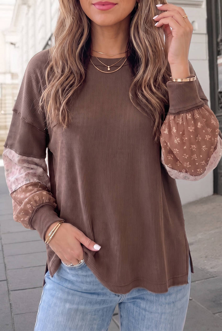 Wildflower Floral Print Textured Loose Pullover Top | S-4X