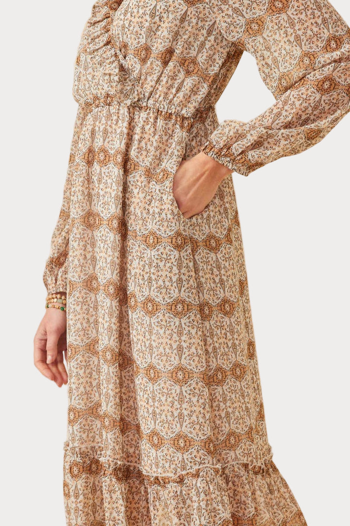 Golden Meadow Midi Dress – Timeless Boho Style