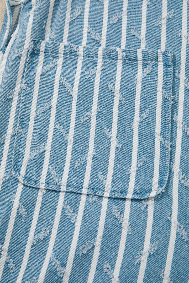 Bluebell Stripe Ruffle Overalls
