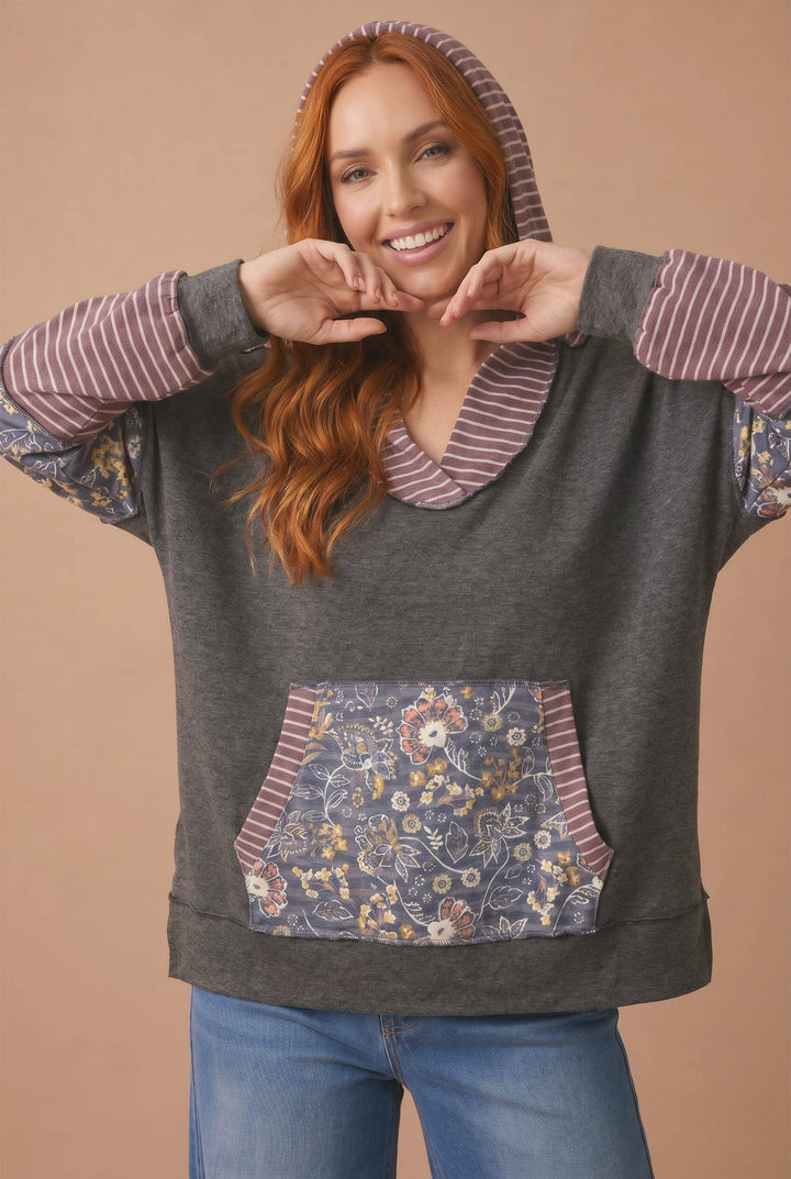 Plus Relaxed Fit Hooded Kangaroo Pocket Pullover