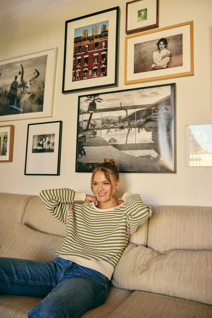 The Harper Contrast Stripe Cotton Sweater