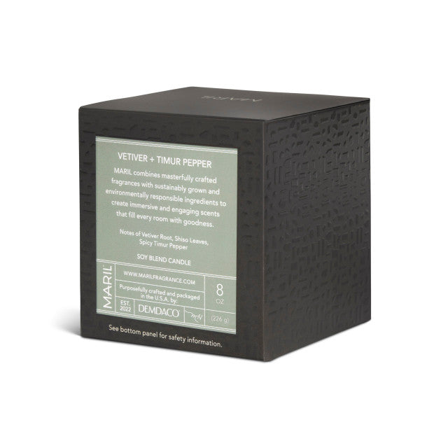 Vetiver + Timur Pepper 8 oz. Candle