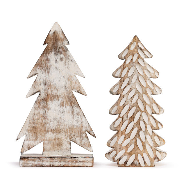 Whitewashed Wood Trees - 2 Assorted