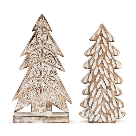 Whitewashed Wood Trees - 2 Assorted