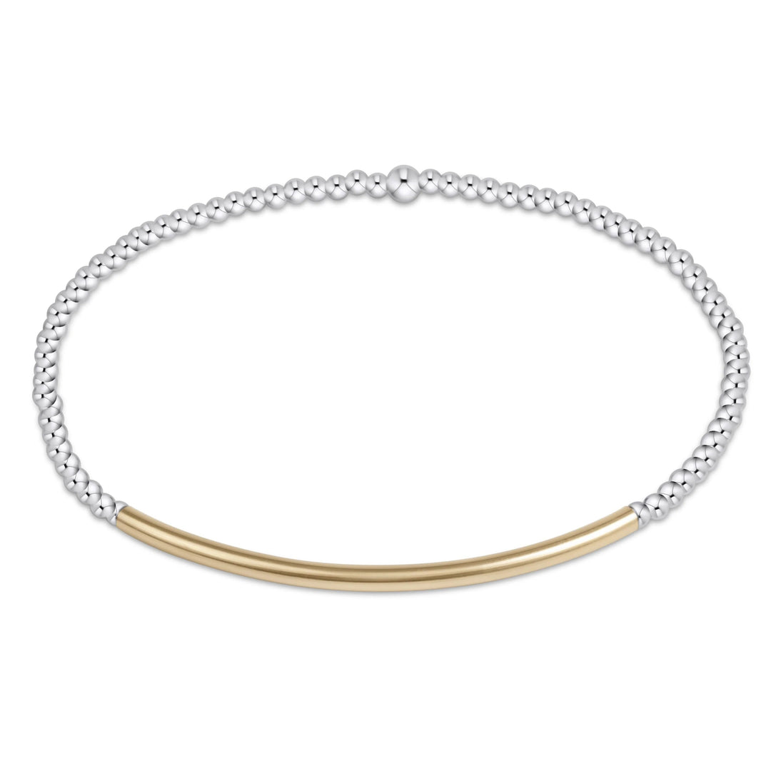 eNewton Bliss Bar Gold 2mm Mixed Metal Bracelet with sterling silver beads and 14kt gold-filled bar