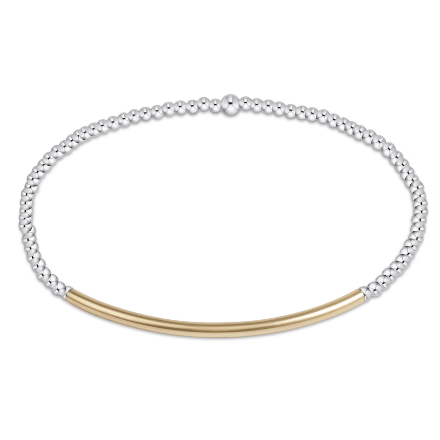 eNewton Bliss Bar Gold 2mm Mixed Metal Bracelet with sterling silver beads and 14kt gold-filled bar