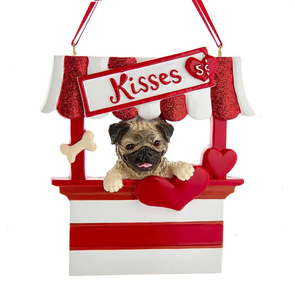 Dog “Kisses" Kissing Booth Ornaments