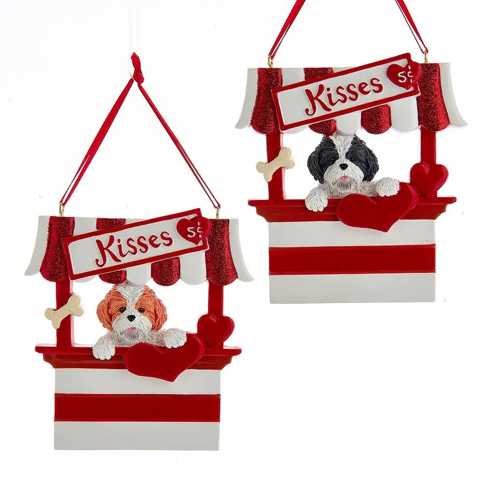 Dog “Kisses" Kissing Booth Ornaments